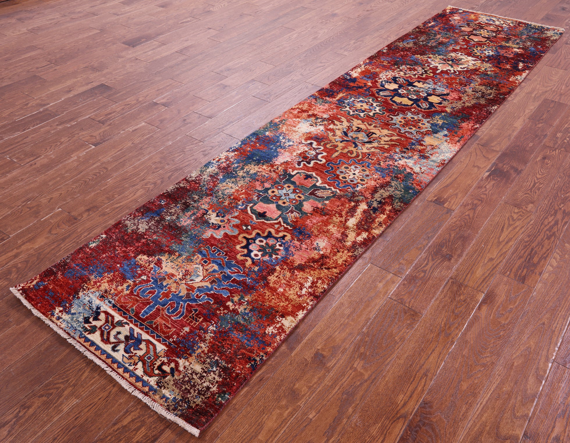 Persian Fine Serapi Handmade Wool Runner Rug - 2' 10" X 11' 8" - Golden Nile