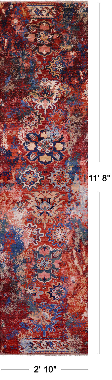 Persian Fine Serapi Handmade Wool Runner Rug - 2' 10" X 11' 8" - Golden Nile
