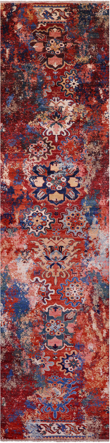 Persian Fine Serapi Handmade Wool Runner Rug - 2' 10" X 11' 8" - Golden Nile