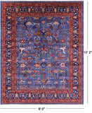 Blue Persian Fine Serapi Hand Knotted Wool Rug - 8' 0" X 10' 2" - Golden Nile