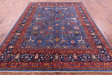 Blue Persian Fine Serapi Hand Knotted Wool Rug - 8' 0" X 10' 2" - Golden Nile