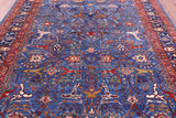 Blue Persian Fine Serapi Hand Knotted Wool Rug - 8' 0" X 10' 2" - Golden Nile