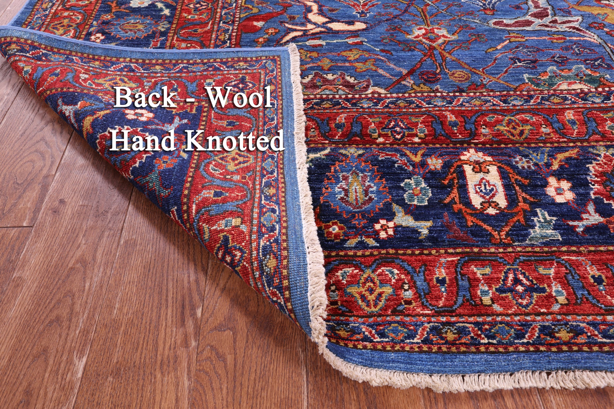 Blue Persian Fine Serapi Hand Knotted Wool Rug - 8' 0" X 10' 2" - Golden Nile