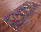 Blue Turkmen Ersari Hand Knotted Wool Runner Rug - 2' 9" X 6' 9" - Golden Nile
