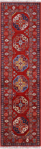 Turkmen Ersari Handmade Wool Runner Rug - 2' 9