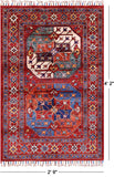 Turkmen Ersari Handmade Wool Rug - 2' 9" X 4' 2" - Golden Nile
