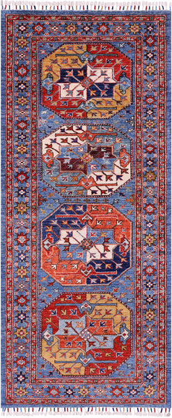 Turkmen Ersari Handmade Wool Runner Rug - 2' 8" X 6' 6" - Golden Nile