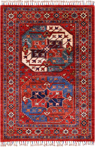 Turkmen Ersari Handmade Wool Rug - 2' 10
