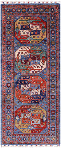 Turkmen Ersari Hand Knotted Wool Runner Rug - 2' 8