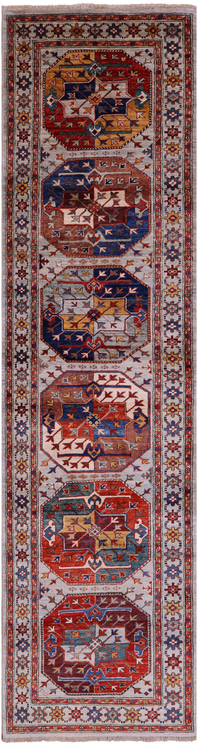 Turkmen Ersari Hand Knotted Wool Runner Rug - 2' 8" X 10' 2" - Golden Nile