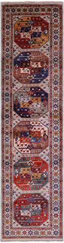 Turkmen Ersari Hand Knotted Wool Runner Rug - 2' 8