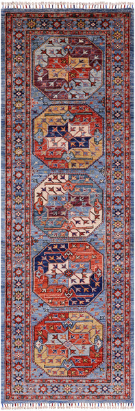 Turkmen Ersari Hand Knotted Wool Runner Rug - 2' 8" X 8' 2" - Golden Nile