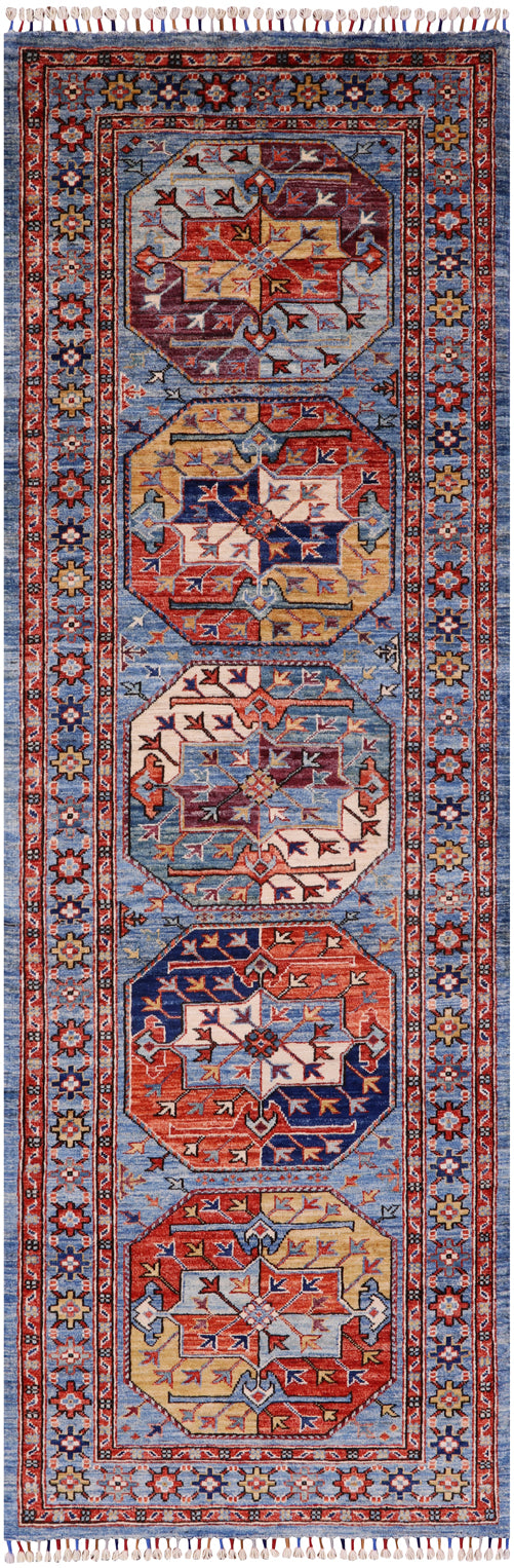 Turkmen Ersari Hand Knotted Wool Runner Rug - 2' 8" X 8' 2" - Golden Nile