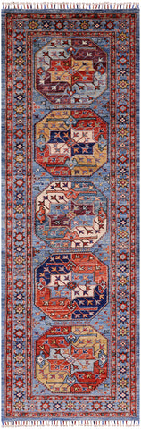 Turkmen Ersari Hand Knotted Wool Runner Rug - 2' 8
