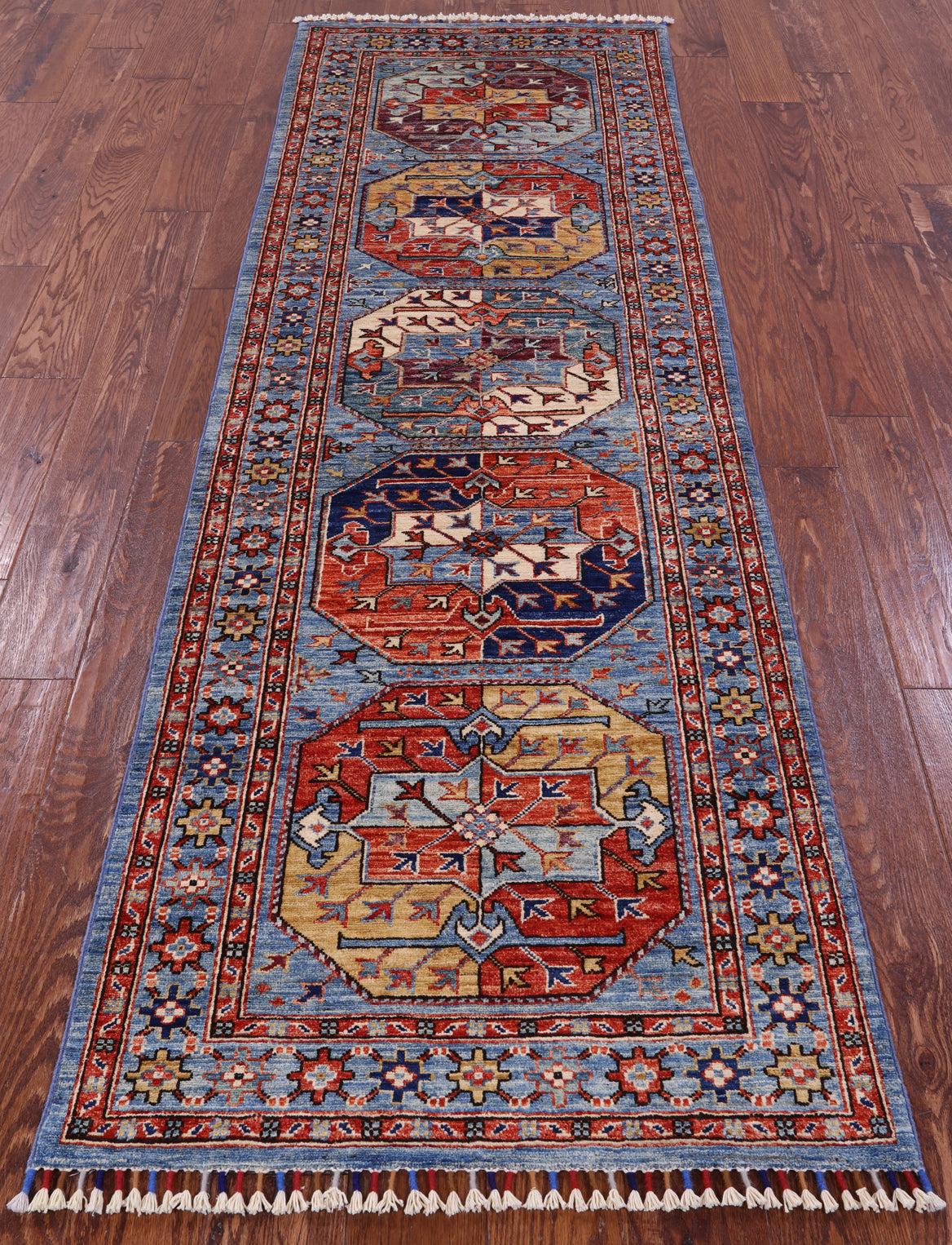 Turkmen Ersari Hand Knotted Wool Runner Rug - 2' 8" X 8' 2" - Golden Nile