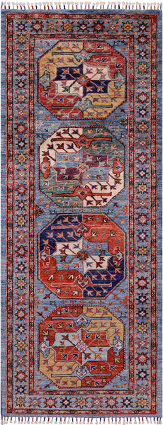 Turkmen Ersari Hand Knotted Wool Runner Rug - 2' 8" X 6' 11" - Golden Nile
