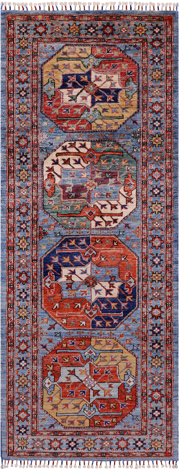 Turkmen Ersari Hand Knotted Wool Runner Rug - 2' 8" X 6' 11" - Golden Nile