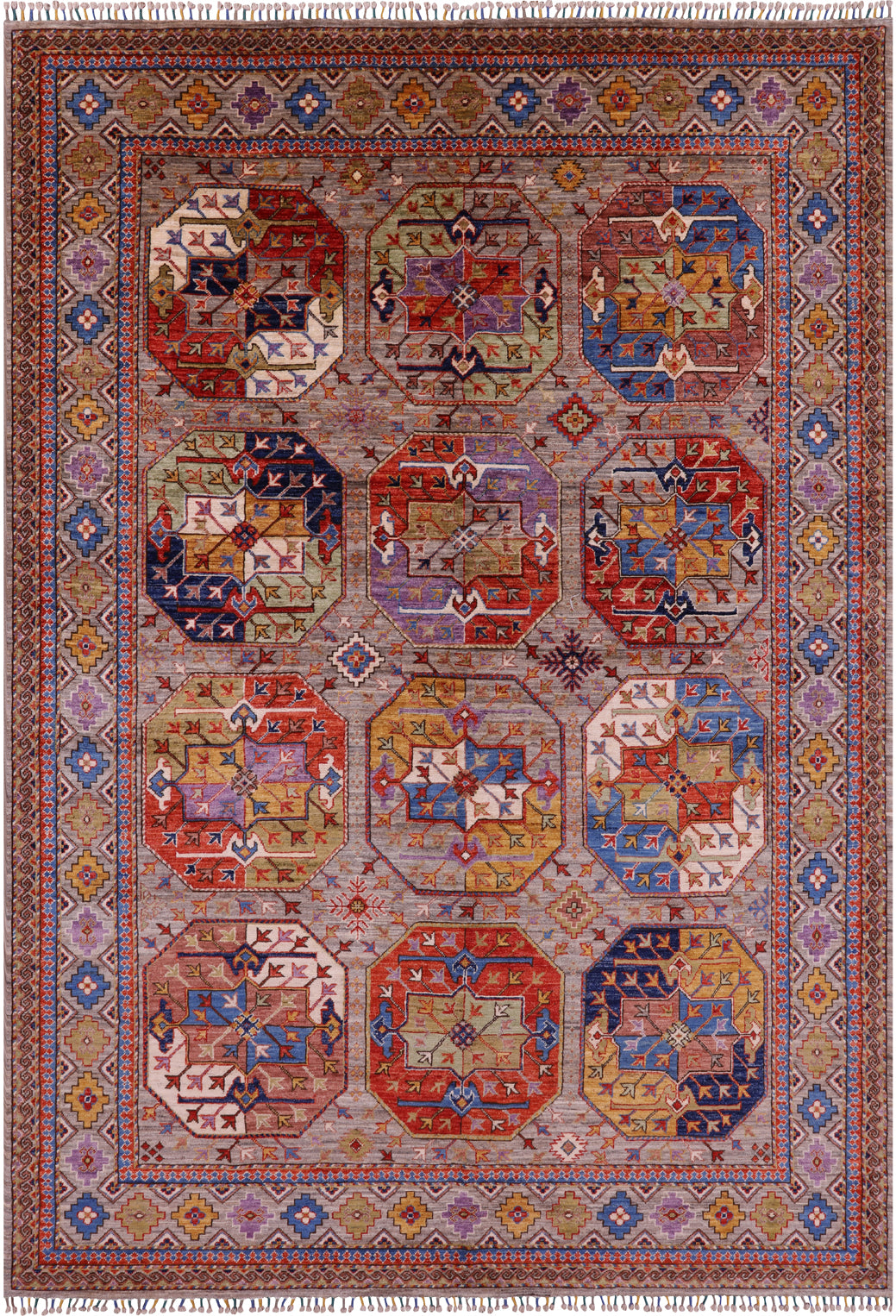 Turkmen Ersari Hand Knotted Wool Rug - 6' 5" X 9' 7" - Golden Nile