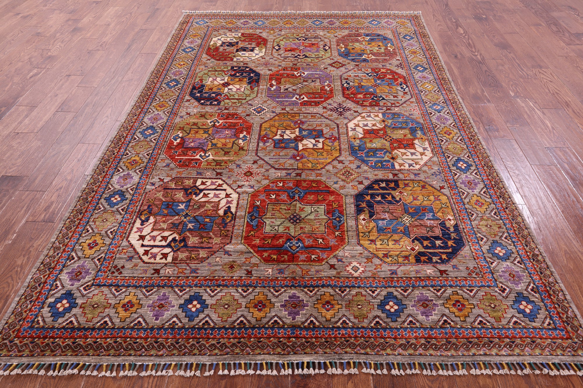 Turkmen Ersari Hand Knotted Wool Rug - 6' 5" X 9' 7" - Golden Nile