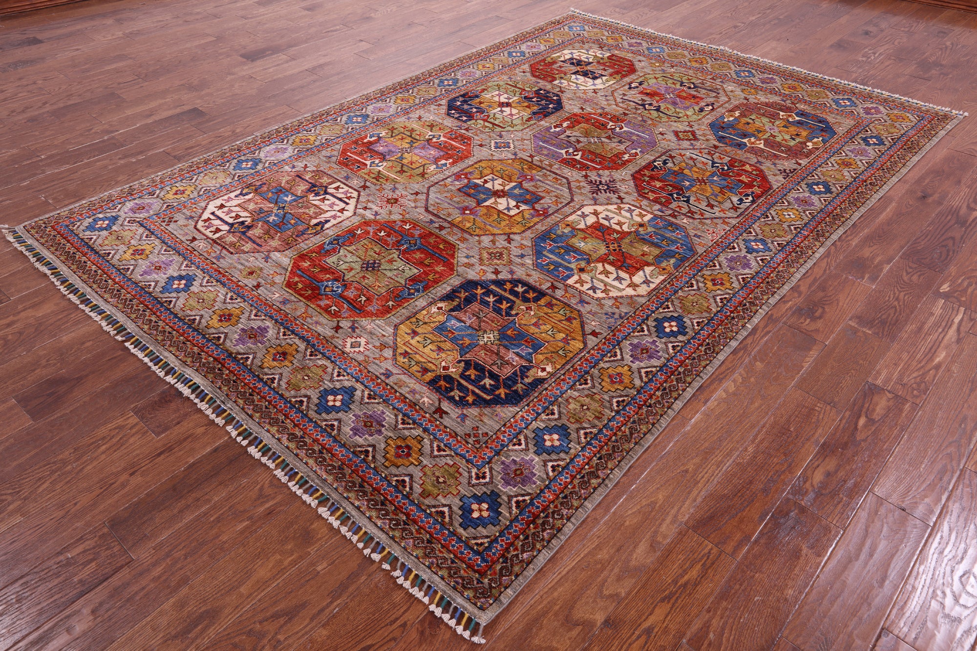 Turkmen Ersari Hand Knotted Wool Rug - 6' 5" X 9' 7" - Golden Nile