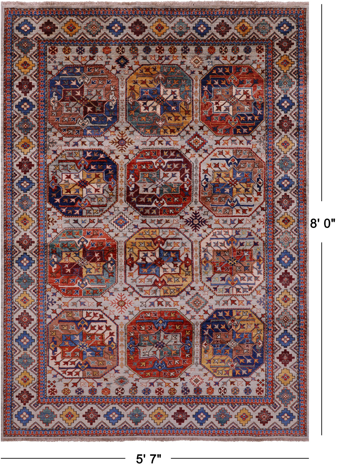 Turkmen Ersari Hand Knotted Wool Rug - 5' 7" X 8' 0" - Golden Nile