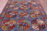 Blue Turkmen Ersari Hand Knotted Wool Rug - 5' 8" X 8' 0" - Golden Nile
