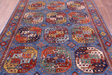 Blue Turkmen Ersari Hand Knotted Wool Rug - 5' 8" X 8' 0" - Golden Nile
