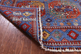 Blue Turkmen Ersari Hand Knotted Wool Rug - 5' 8" X 8' 0" - Golden Nile