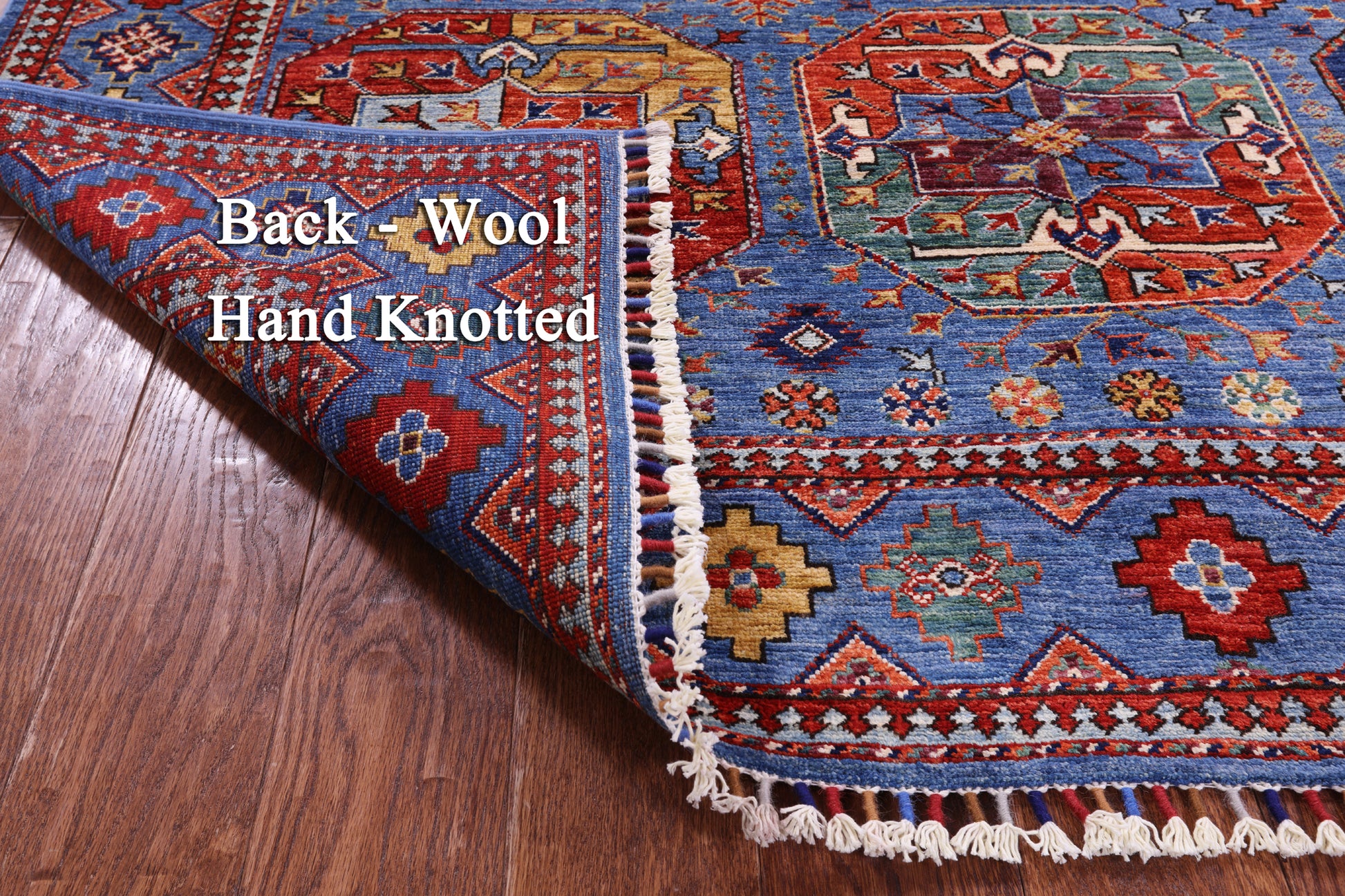 Blue Turkmen Ersari Hand Knotted Wool Rug - 5' 8" X 8' 0" - Golden Nile
