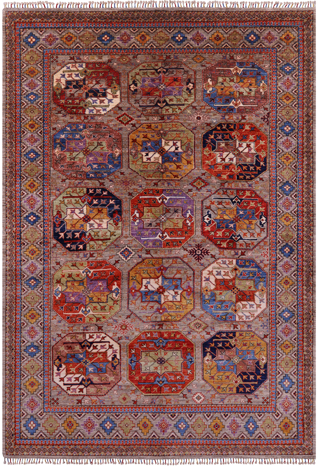 Turkmen Ersari Hand Knotted Wool Rug - 6' 4" X 9' 6" - Golden Nile