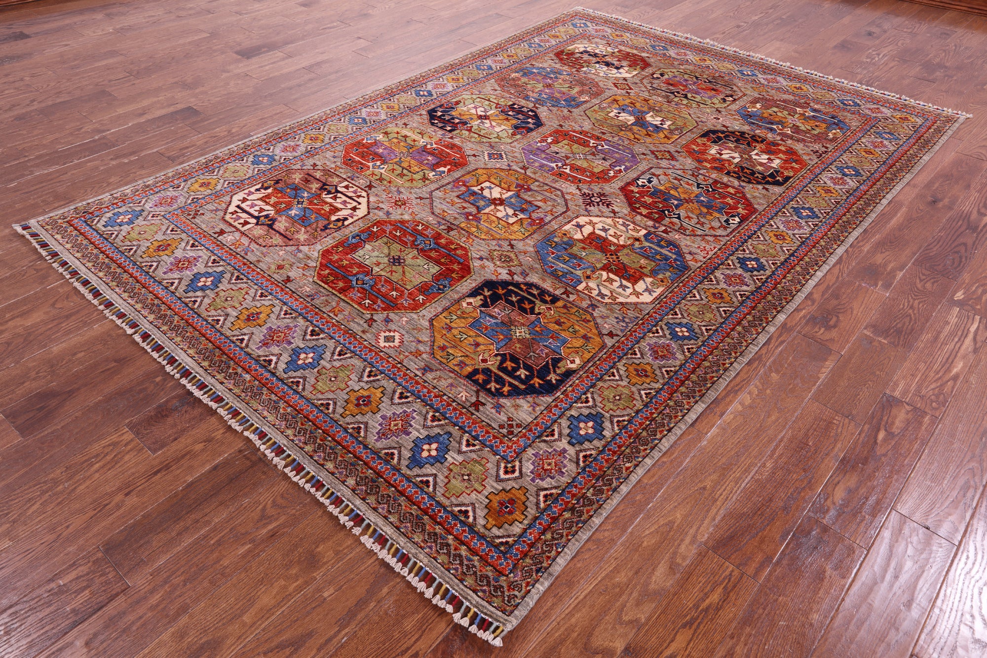Turkmen Ersari Hand Knotted Wool Rug - 6' 4" X 9' 6" - Golden Nile