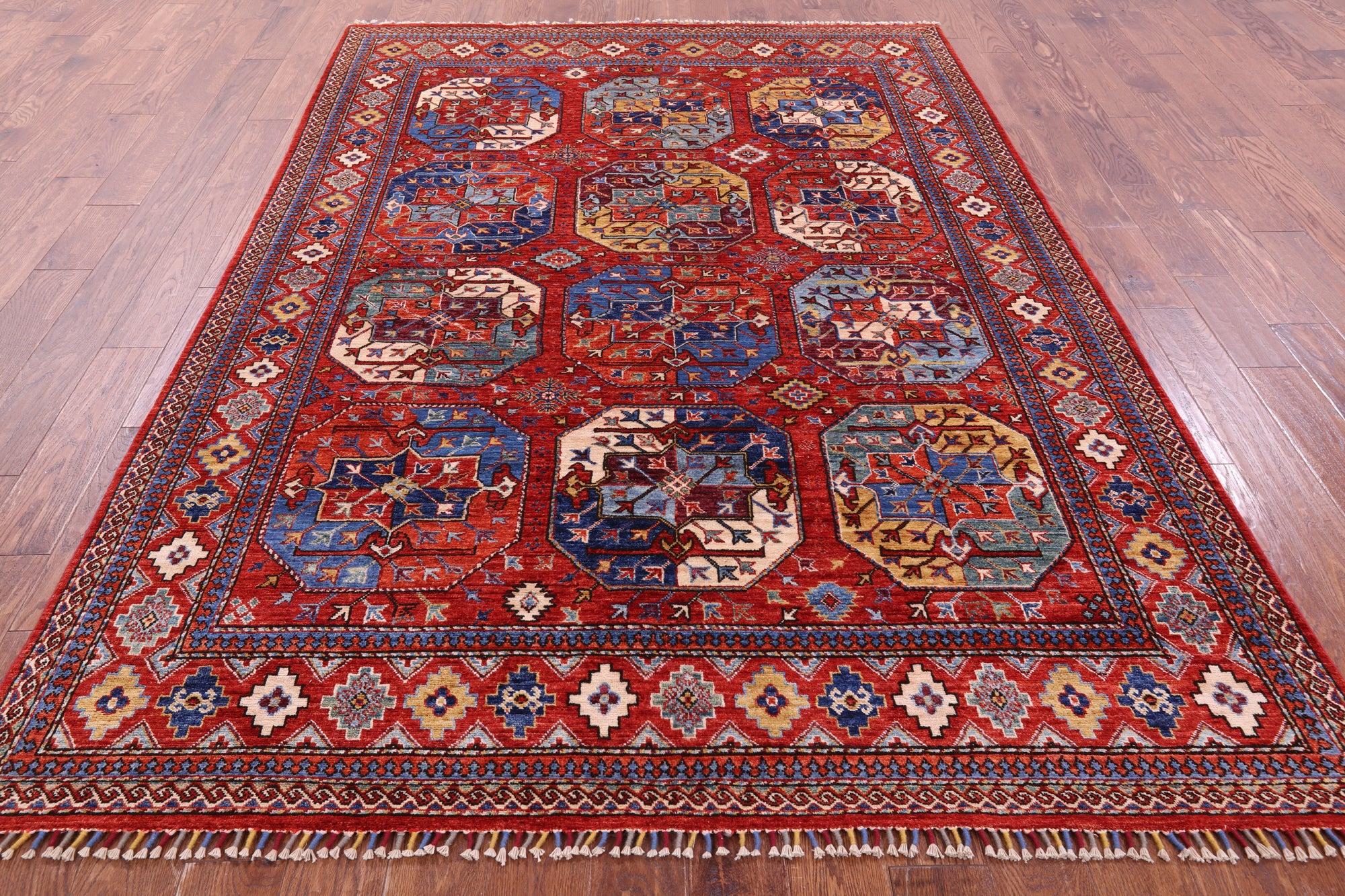 Turkmen Ersari Handmade Wool Rug - 6' 4" X 9' 1" - Golden Nile