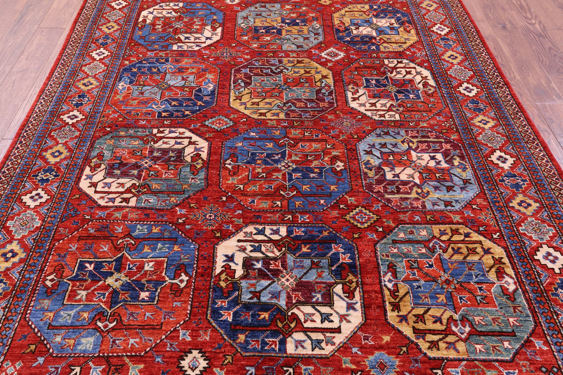 Turkmen Ersari Handmade Wool Rug - 6' 4" X 9' 1" - Golden Nile