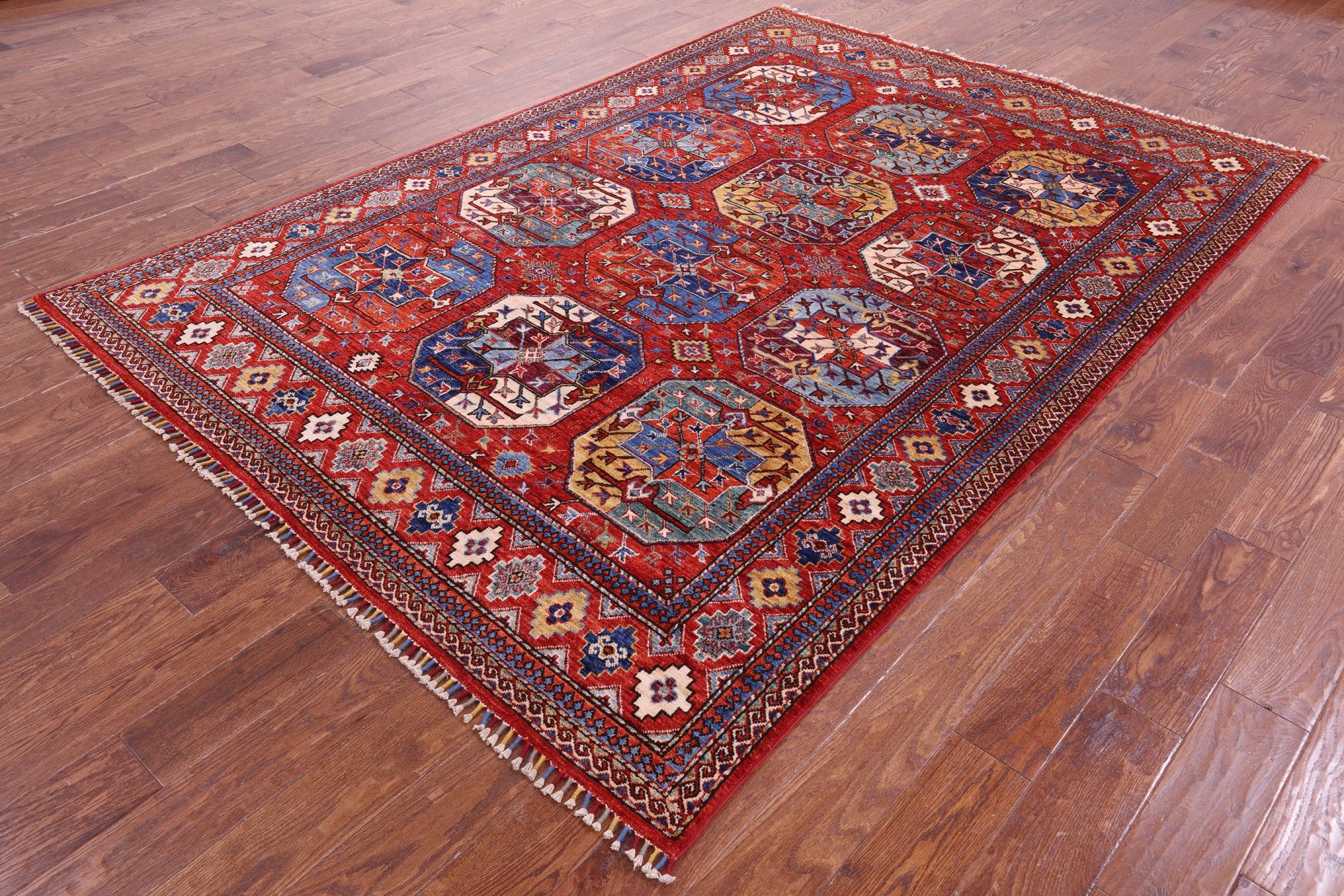 Turkmen Ersari Handmade Wool Rug - 6' 4" X 9' 1" - Golden Nile