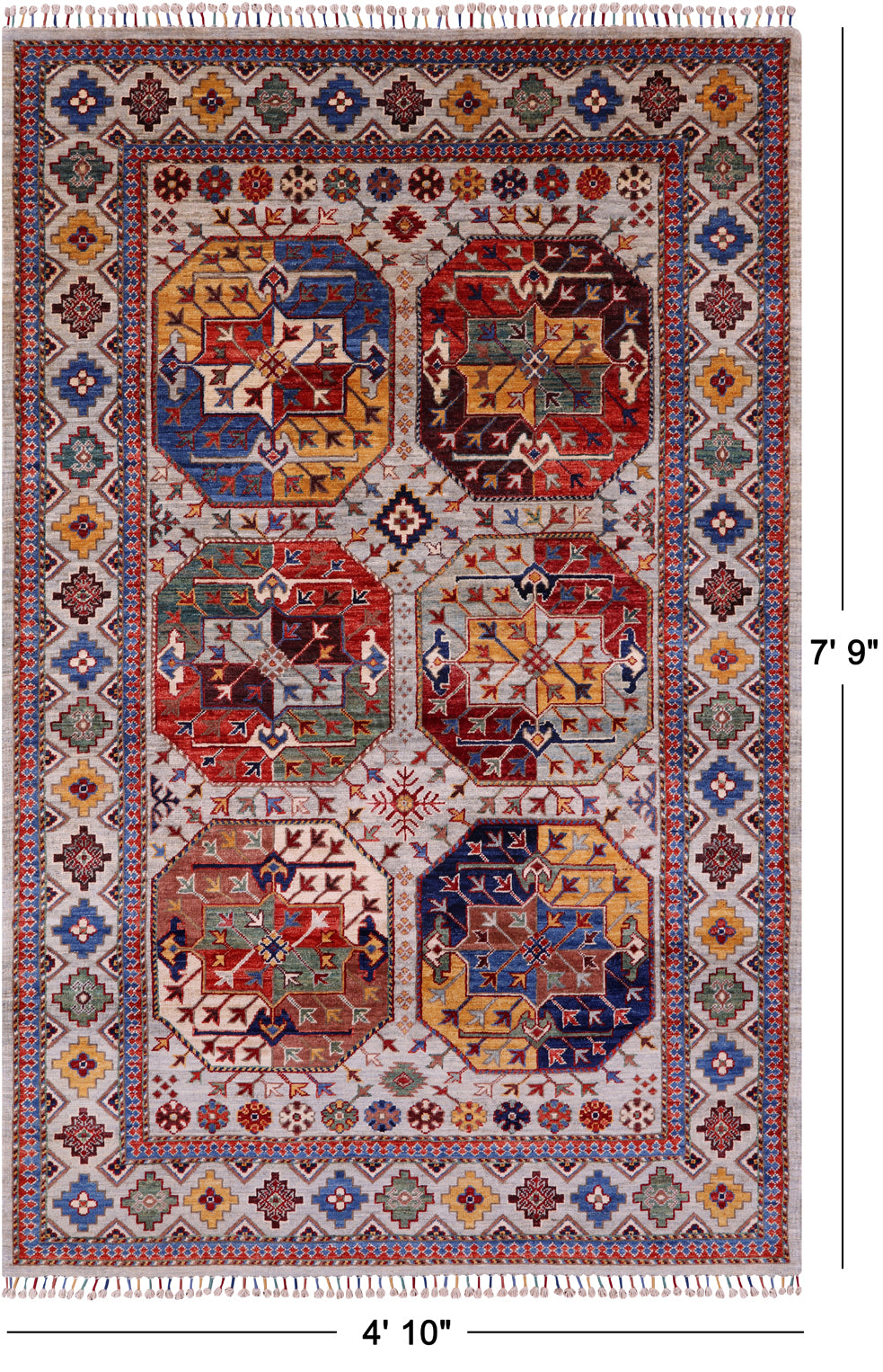 Turkmen Ersari Handmade Wool Rug - 4' 10" X 7' 9" - Golden Nile