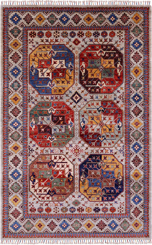 Turkmen Ersari Handmade Wool Rug - 4' 10