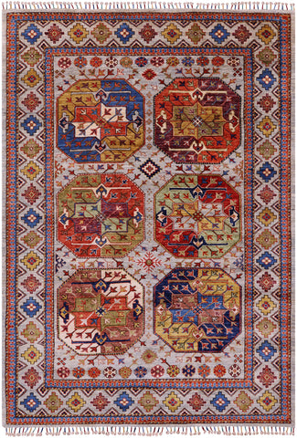 Turkmen Ersari Handmade Wool Rug - 4' 10