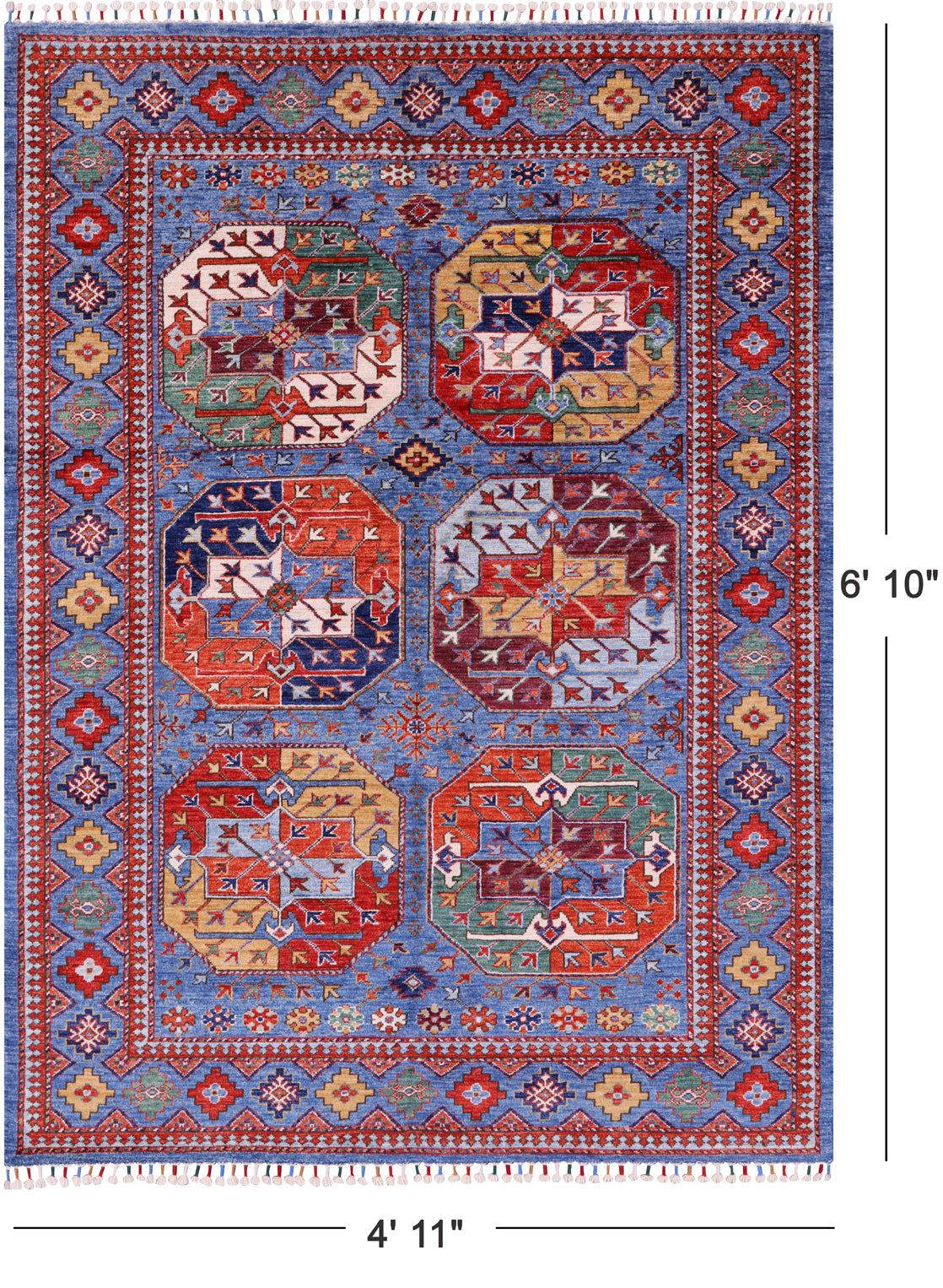 Turkmen Ersari Hand Knotted Wool Rug - 4' 11" X 6' 10" - Golden Nile