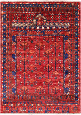 Turkmen Ersari Handmade Wool Rug - 4' 6