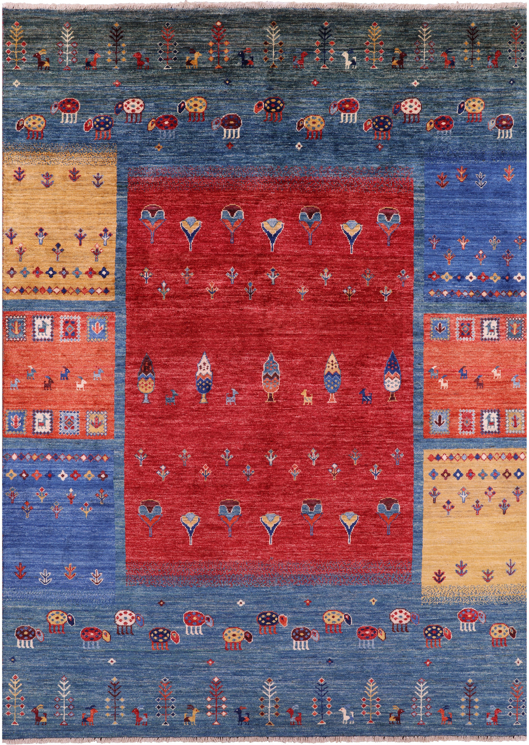 Tribal Persian Gabbeh Hand Knotted Wool Rug - 5' 8" X 8' 0" - Golden Nile