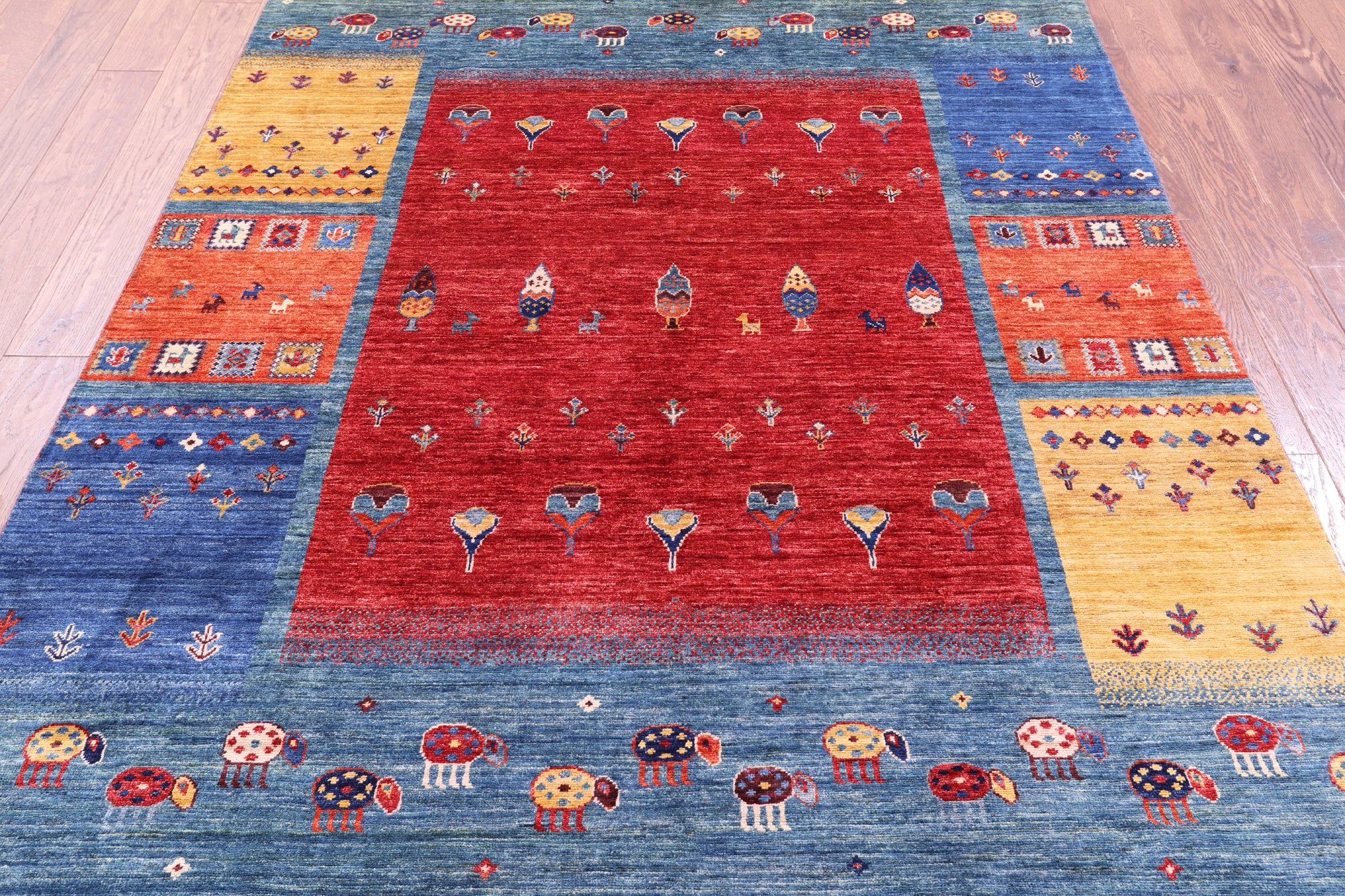 Tribal Persian Gabbeh Hand Knotted Wool Rug - 5' 8" X 8' 0" - Golden Nile
