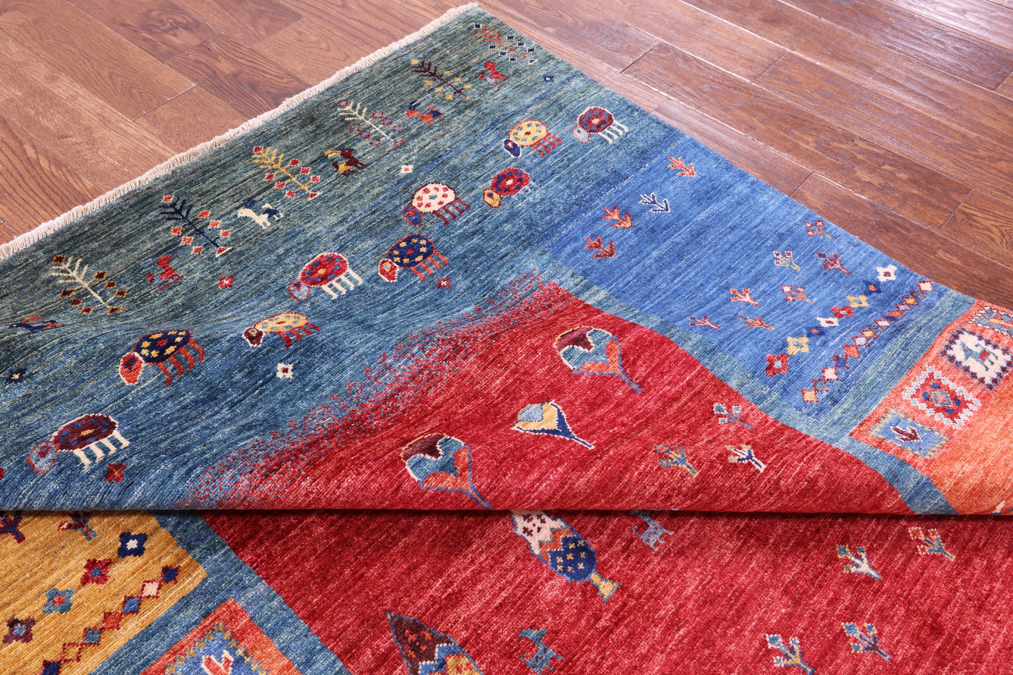 Tribal Persian Gabbeh Hand Knotted Wool Rug - 5' 8" X 8' 0" - Golden Nile