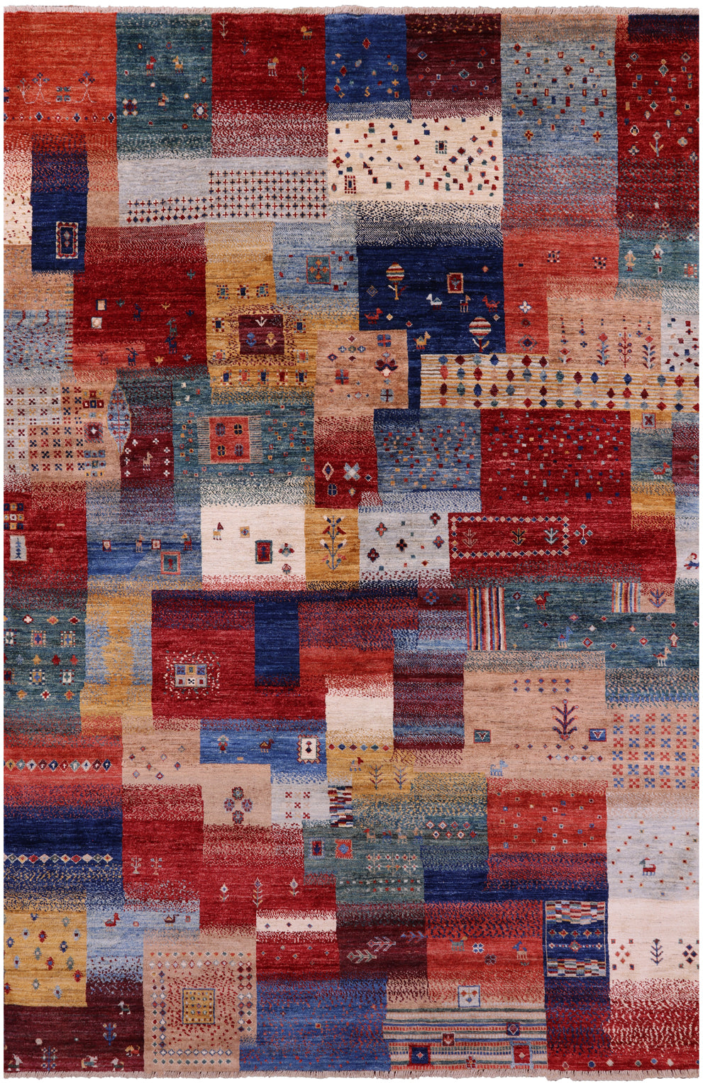 Tribal Persian Gabbeh Handmade Wool Rug - 6' 6" X 9' 7" - Golden Nile