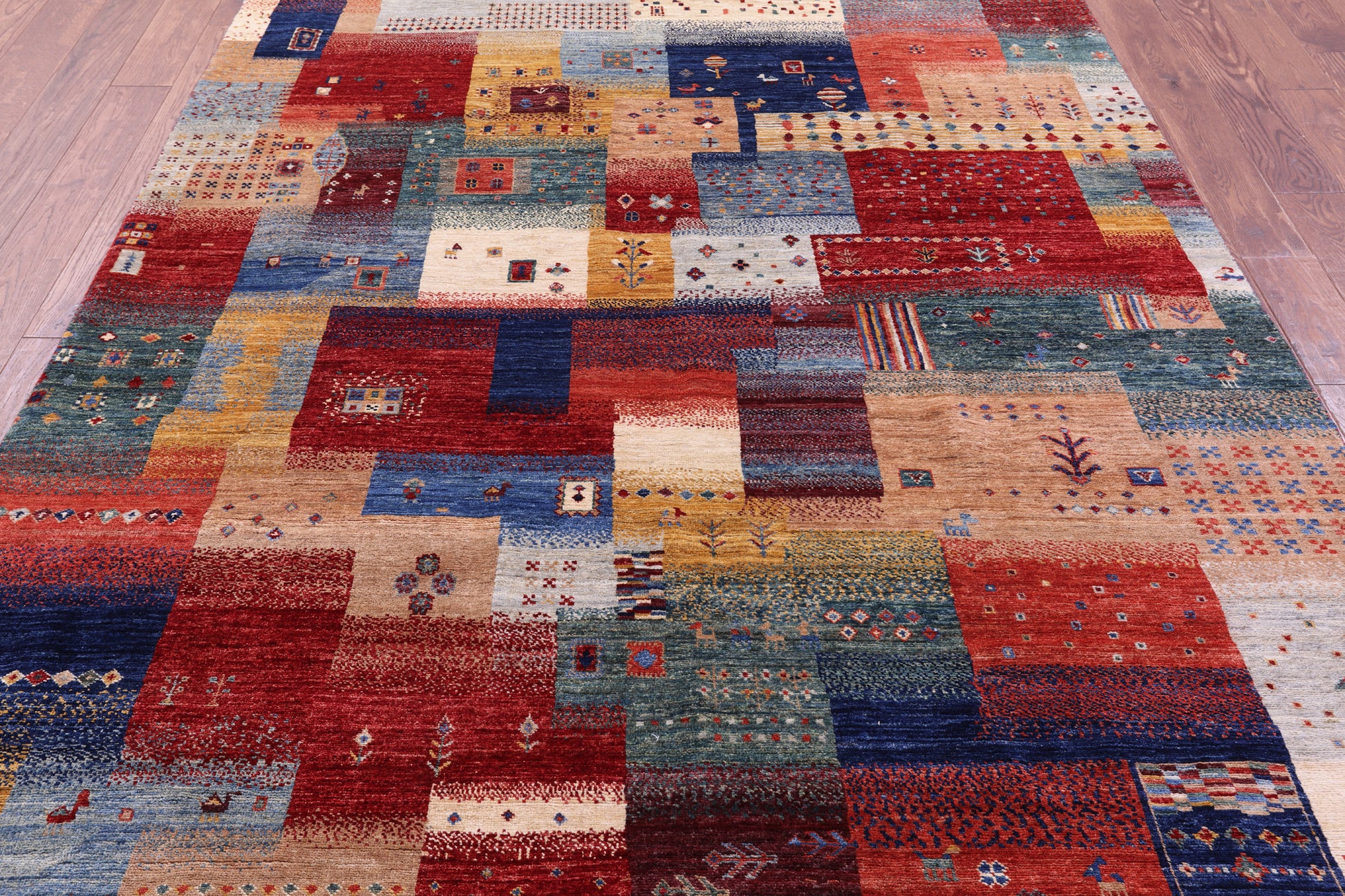 Tribal Persian Gabbeh Handmade Wool Rug - 6' 6" X 9' 7" - Golden Nile