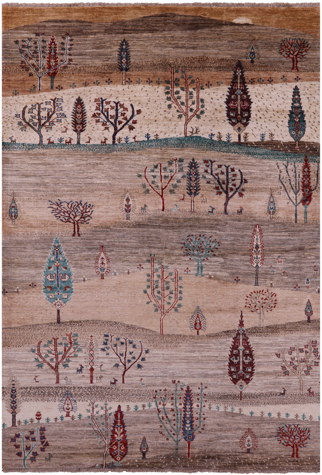 Tribal Persian Gabbeh Hand Knotted Wool Rug - 6' 1" X 8' 8" - Golden Nile