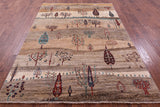 Tribal Persian Gabbeh Hand Knotted Wool Rug - 6' 1" X 8' 8" - Golden Nile