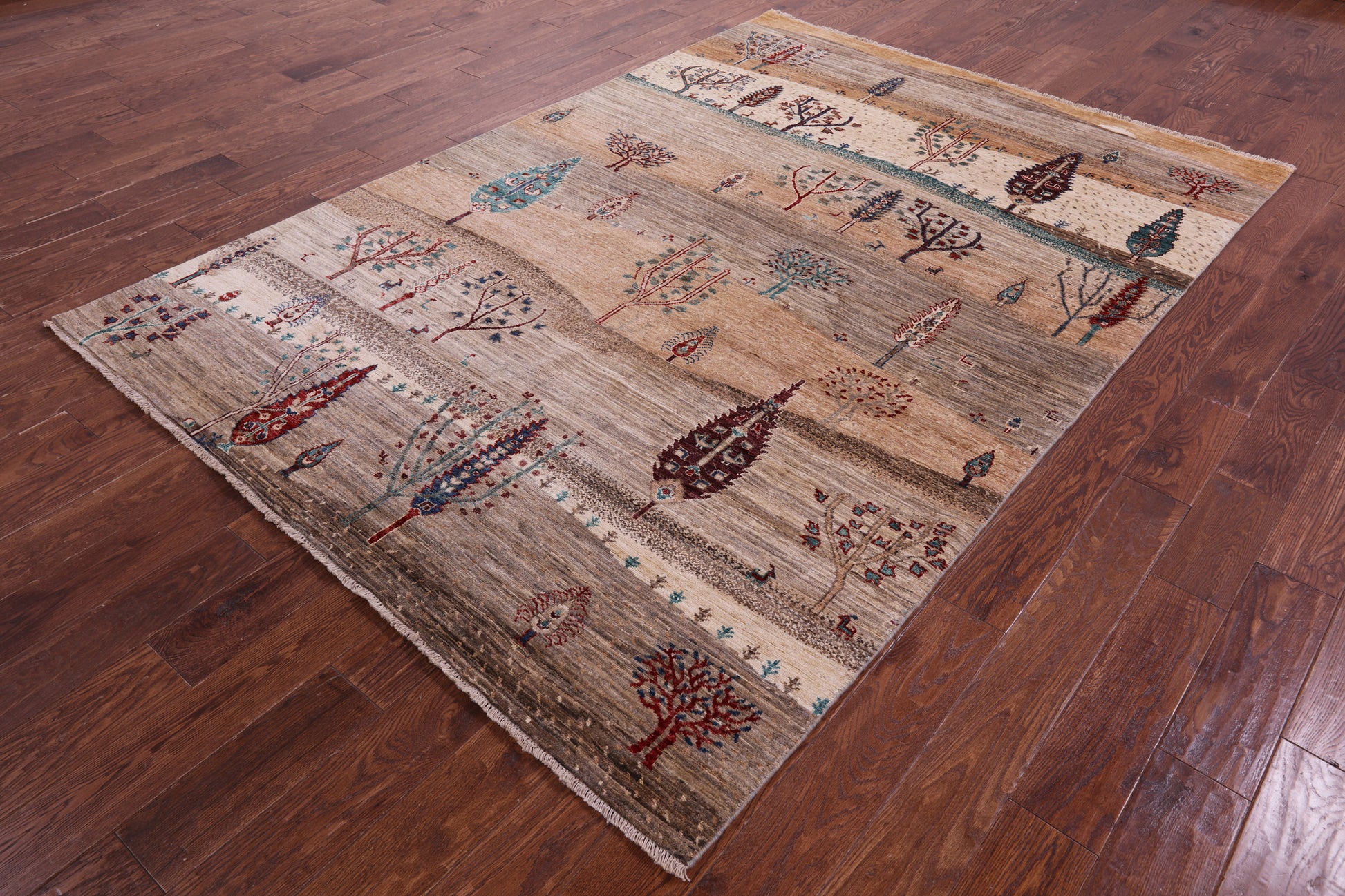Tribal Persian Gabbeh Hand Knotted Wool Rug - 6' 1" X 8' 8" - Golden Nile