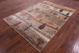Tribal Persian Gabbeh Hand Knotted Wool Rug - 6' 1" X 8' 8" - Golden Nile