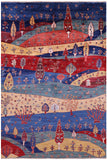 Tribal Persian Gabbeh Handmade Wool Rug - 5' 7" X 8' 3" - Golden Nile