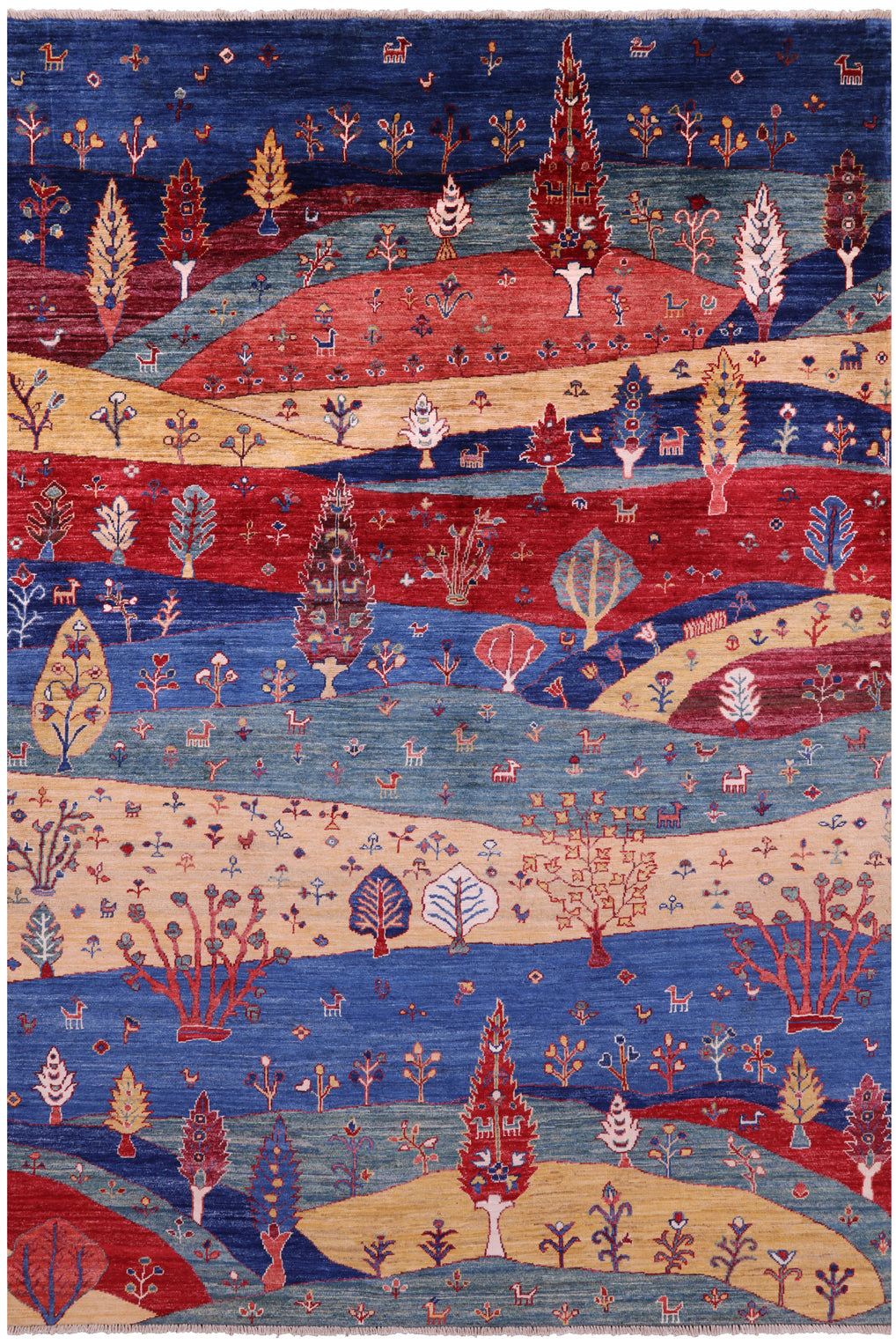 Tribal Persian Gabbeh Handmade Wool Rug - 5' 7" X 8' 3" - Golden Nile